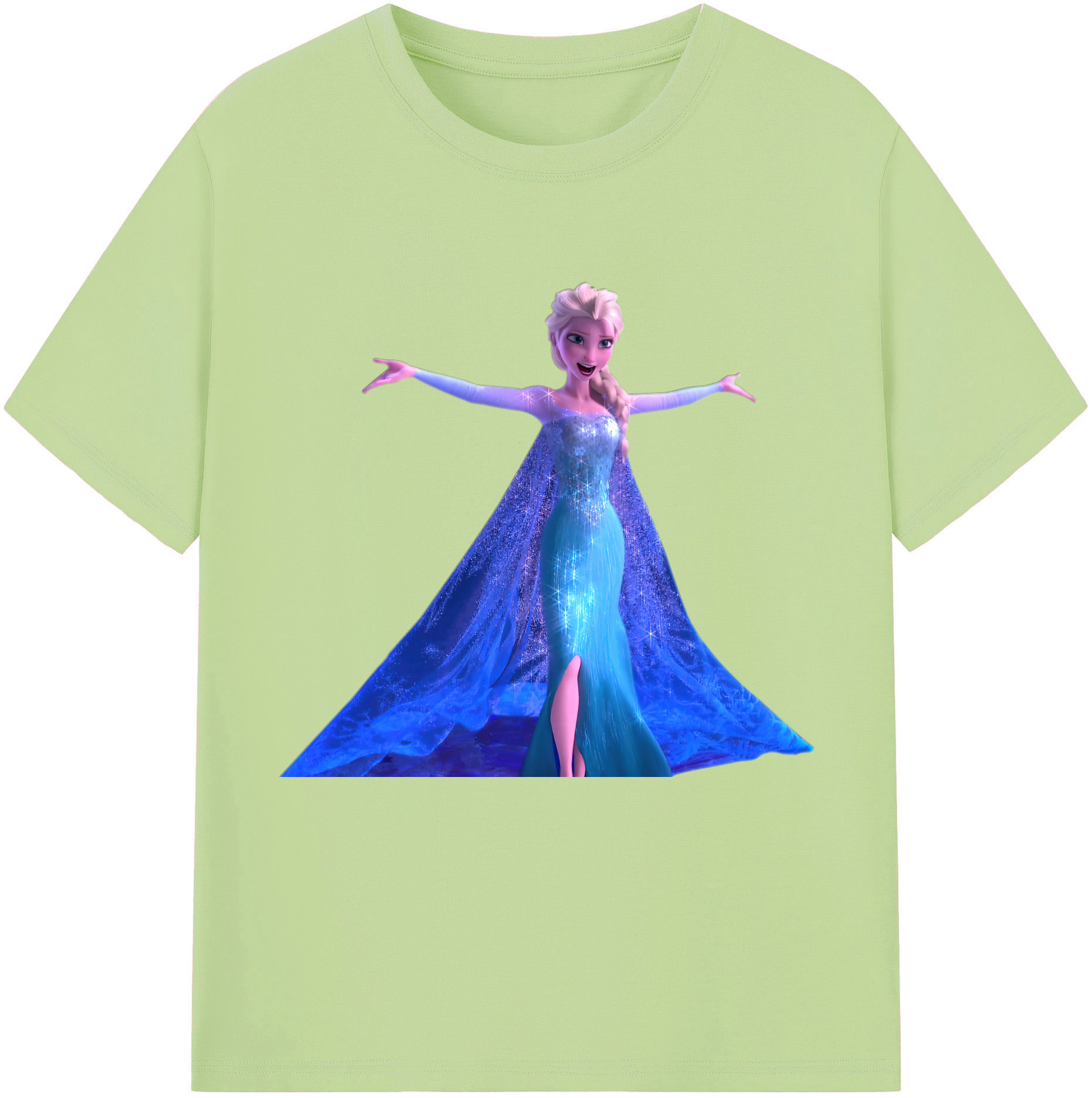 アナと雪の女王 アンナ エルサ Frozen Anna Elsa 綿100％半袖Tシャツ（フロントプリント）